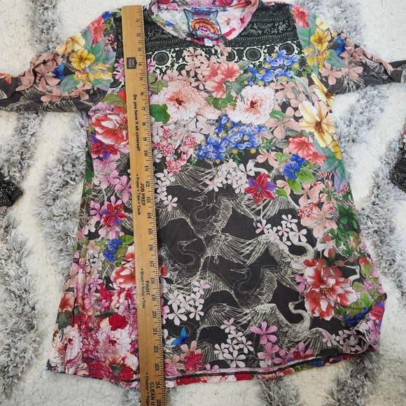 JOHNNY WAS LOS ANGELES Womens XS Long Sleeve Cranes Floral Print Bamboo Viscose - Picture 9 of 9